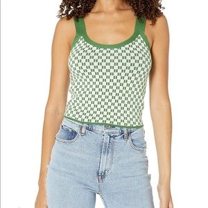 Abercrombie Green Checkered Scoop Neck Tank Top